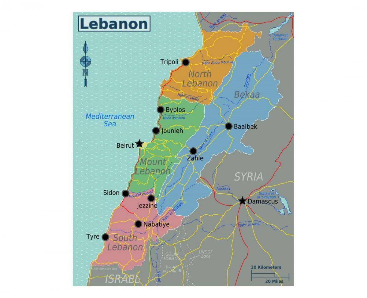 térkép Libanon turista