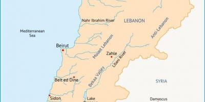 Libanon folyók térkép