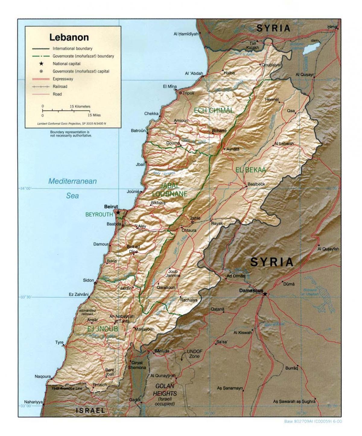 térkép Libanon topográfiai